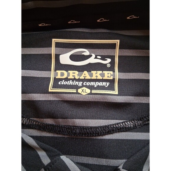 Drake Clothing Co. Polo Shirt Mens Sz XL  Black Gray Striped Performance Stretch - Picture 5 of 5